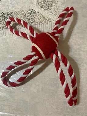 Red & White Rope Star Dog Toy - Durable Tug and Chew